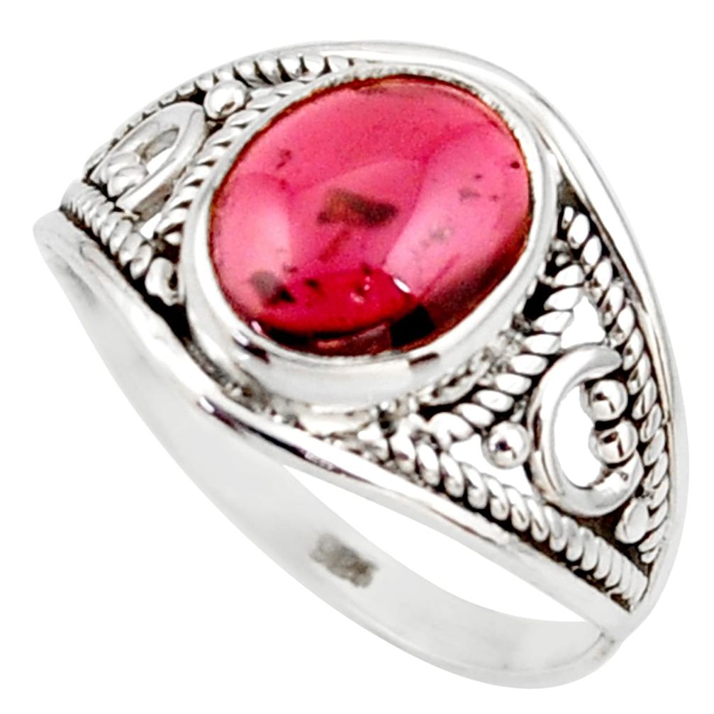 4.04cts natural red garnet 925 silver solitaire ring jewelry size 7 r35449