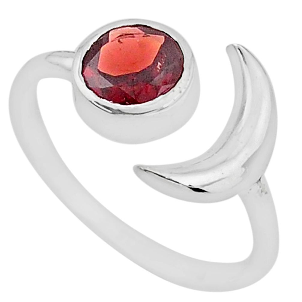 2.39cts natural red garnet 925 sterling silver adjustable moon ring size 9 t4250