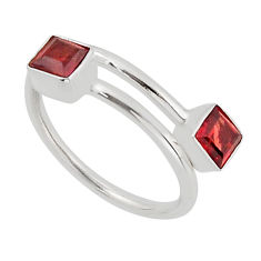 1.25cts natural red garnet 925 sterling silver adjustable ring size 6.5 y79425