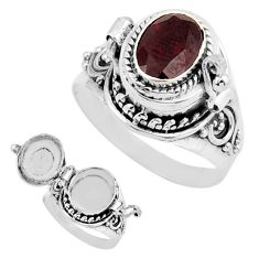 2.25cts natural red garnet 925 sterling silver poison box ring size 8 y44641