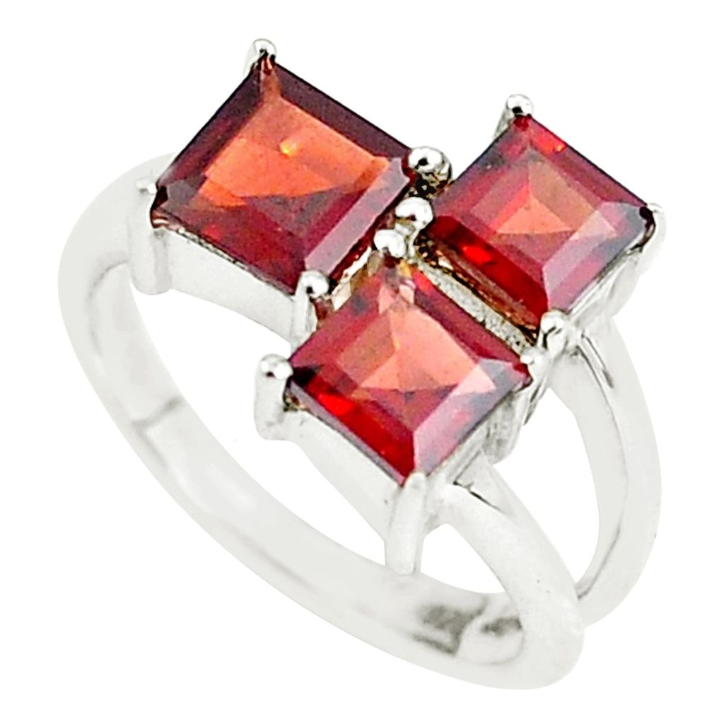 4.29cts natural red garnet 925 sterling silver ring jewelry size 6.5 p62106