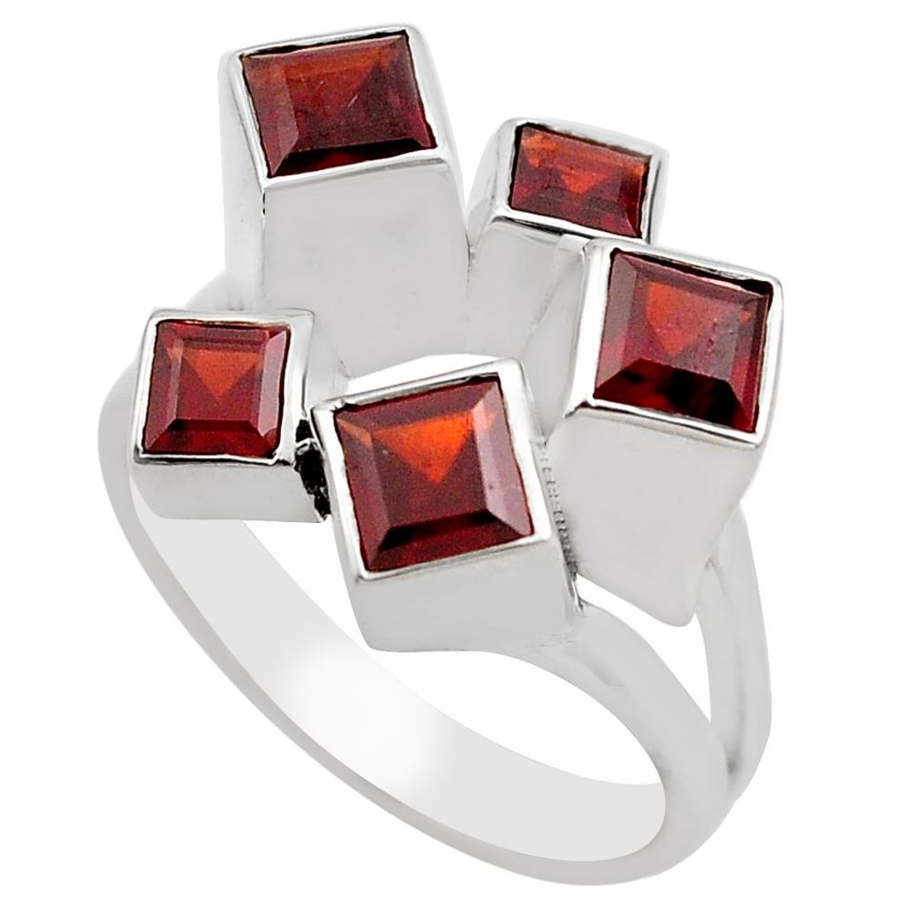 3.81cts natural red garnet 925 sterling silver ring jewelry size 8 p83142