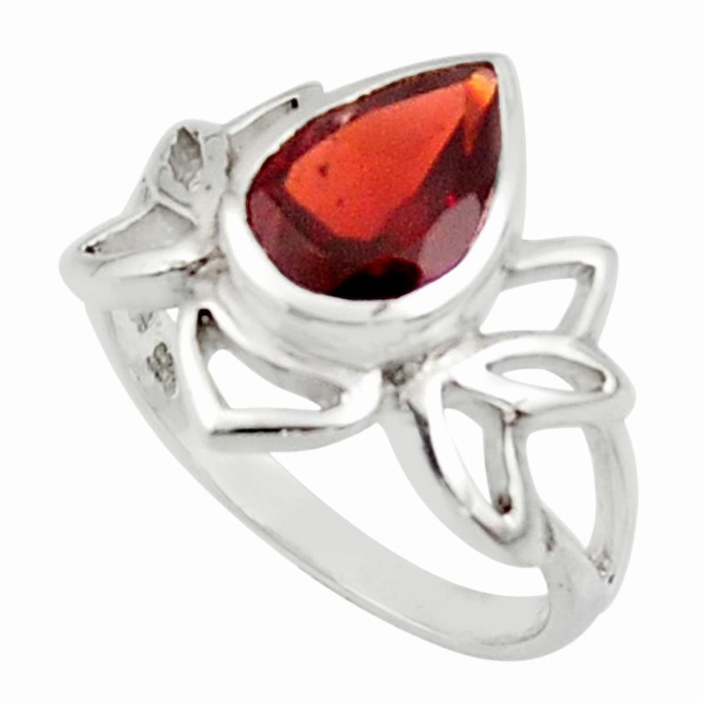 3.17cts natural red garnet 925 sterling silver ring jewelry size 8 r45704