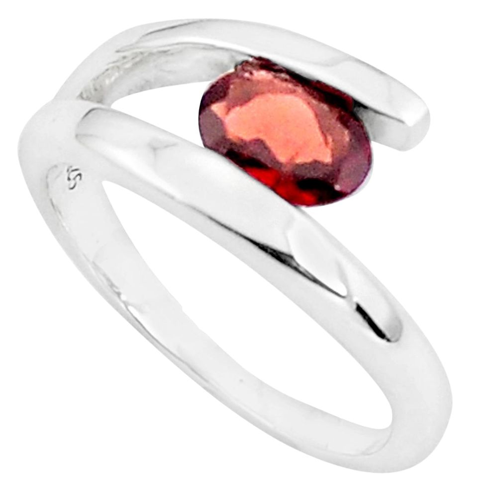 red garnet 925 sterling silver solitaire ring size 7.5 p37307