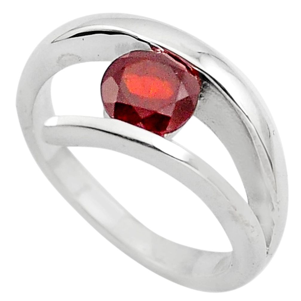 0.92cts natural red garnet 925 sterling silver solitaire ring size 5.5 p82783