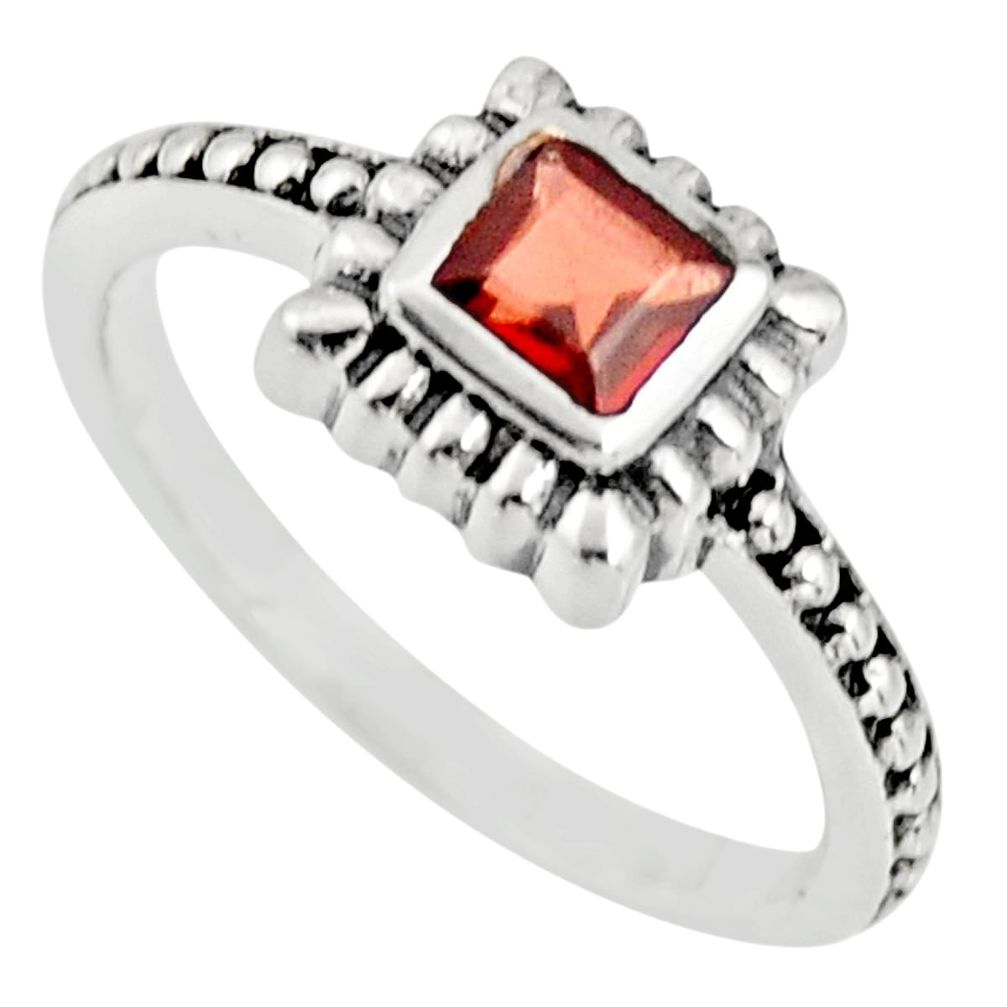 0.60cts natural red garnet 925 sterling silver solitaire ring size 6.5 r25453