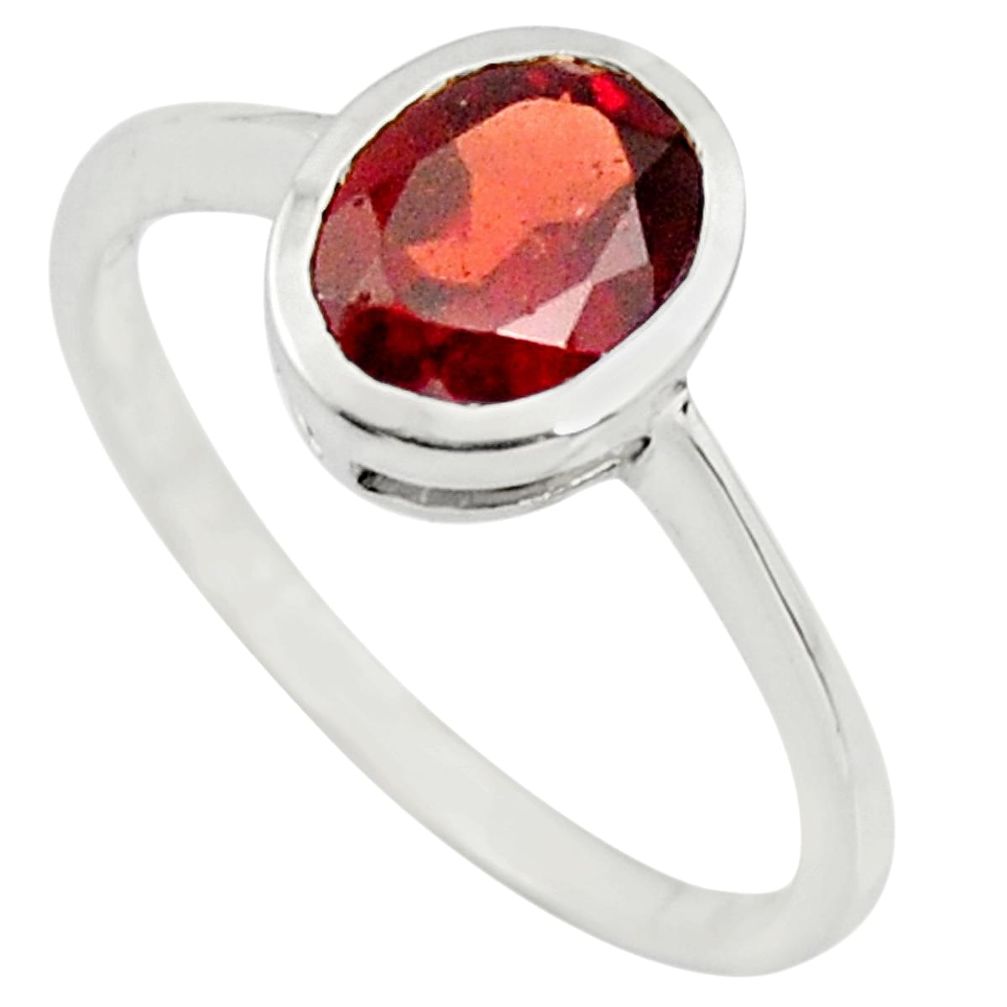 2.23cts natural red garnet 925 sterling silver solitaire ring size 6.5 r25556