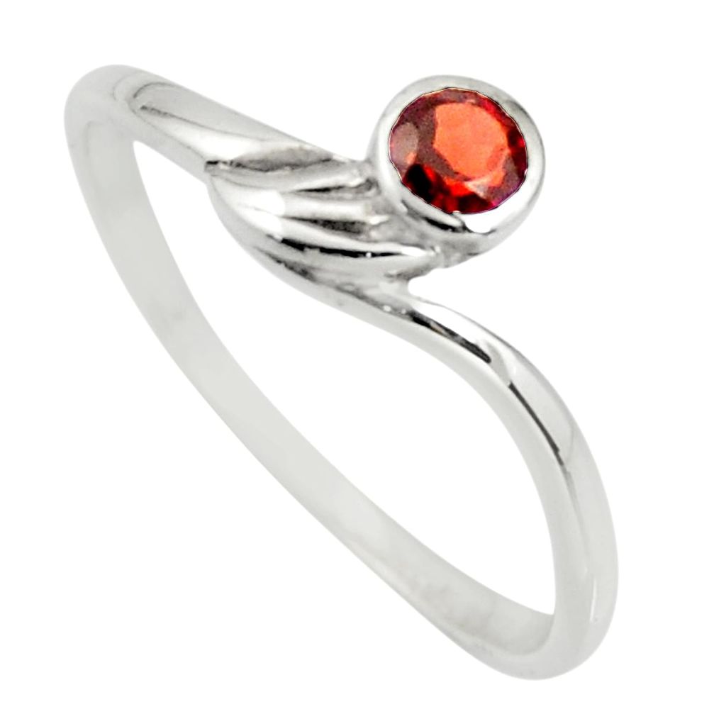 0.64cts natural red garnet 925 sterling silver solitaire ring size 5.5 r25576