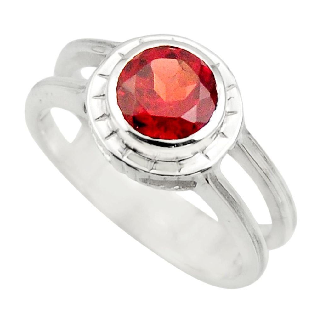 2.44cts natural red garnet 925 sterling silver solitaire ring size 7.5 r25818