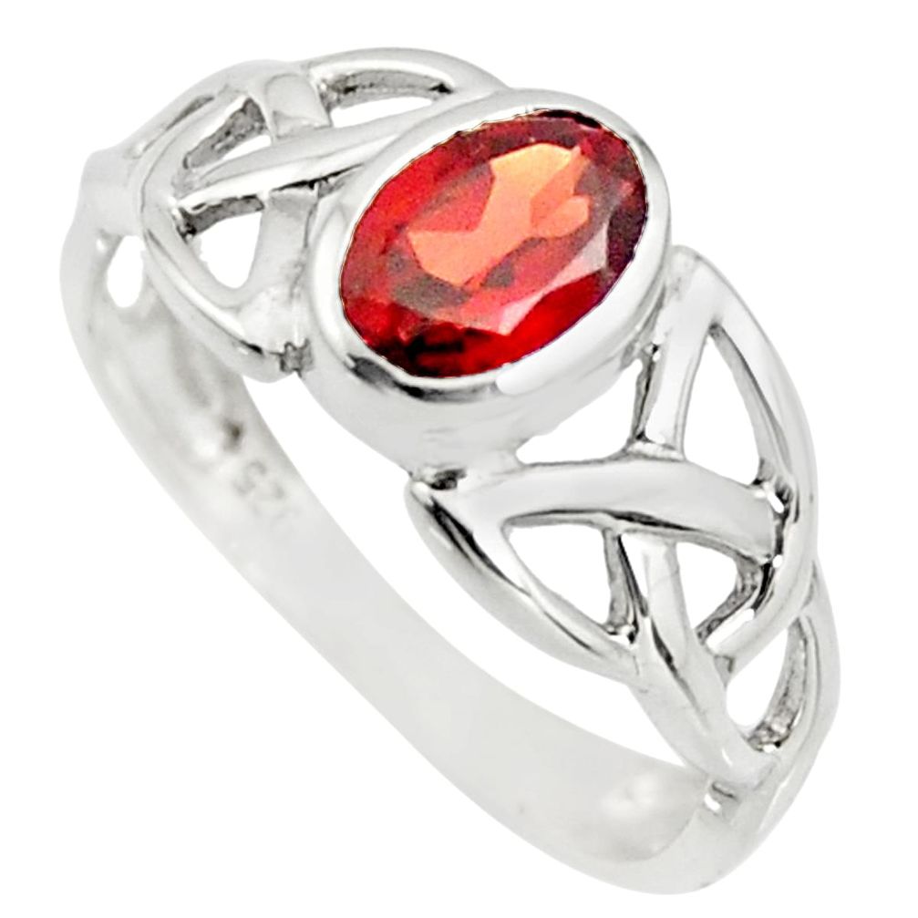 1.58cts natural red garnet 925 sterling silver solitaire ring size 7.5 r25951
