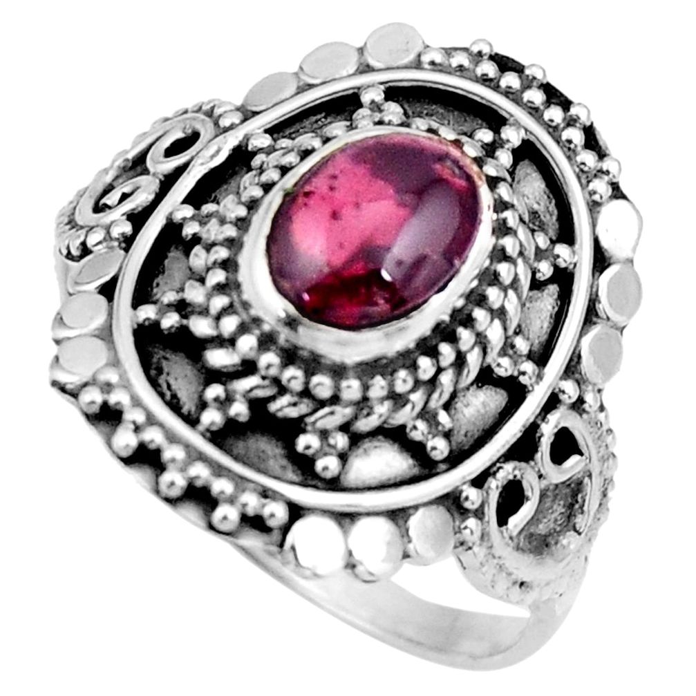 2.13cts natural red garnet 925 sterling silver solitaire ring size 8.5 r26987