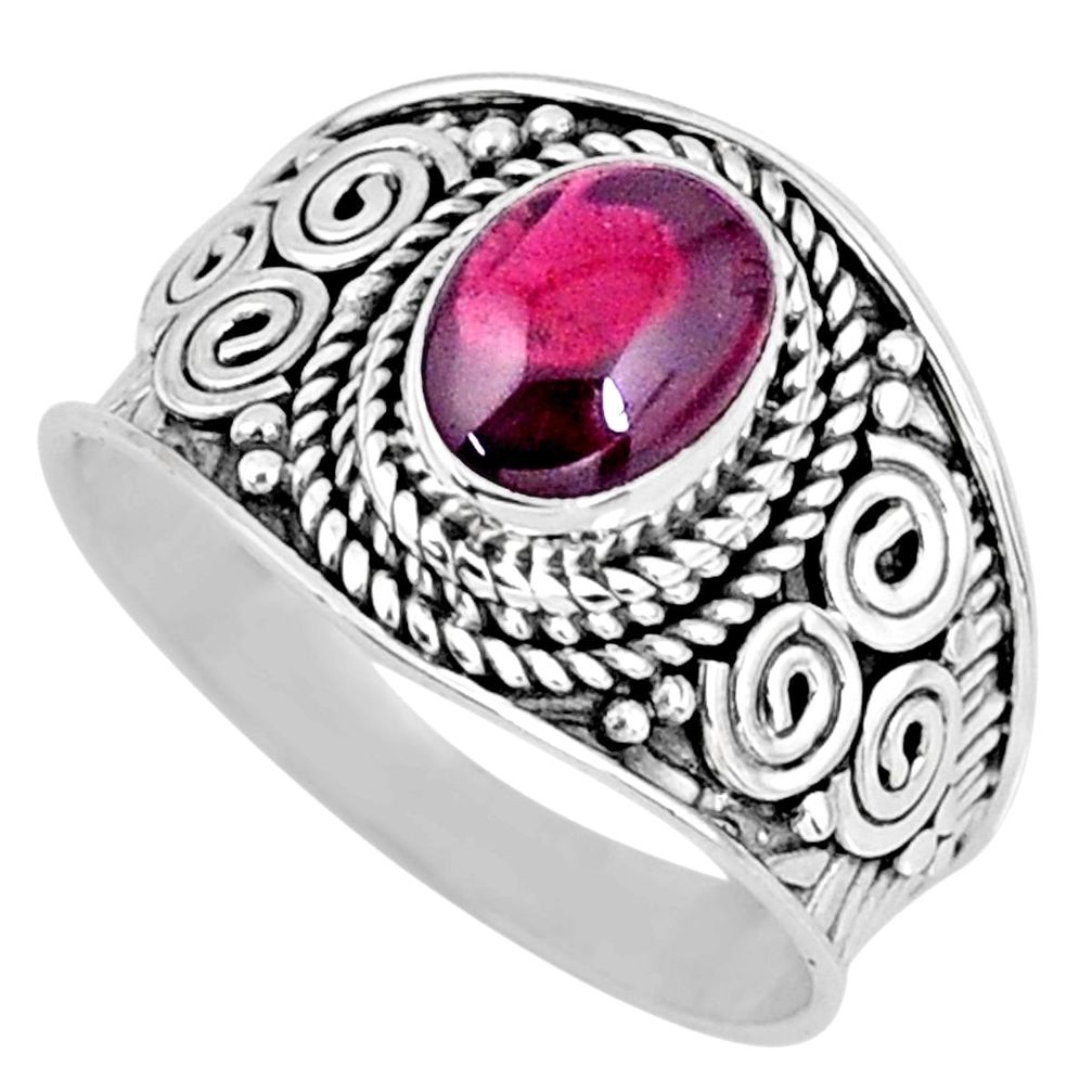 2.17cts natural red garnet 925 sterling silver solitaire ring size 7.5 r57942