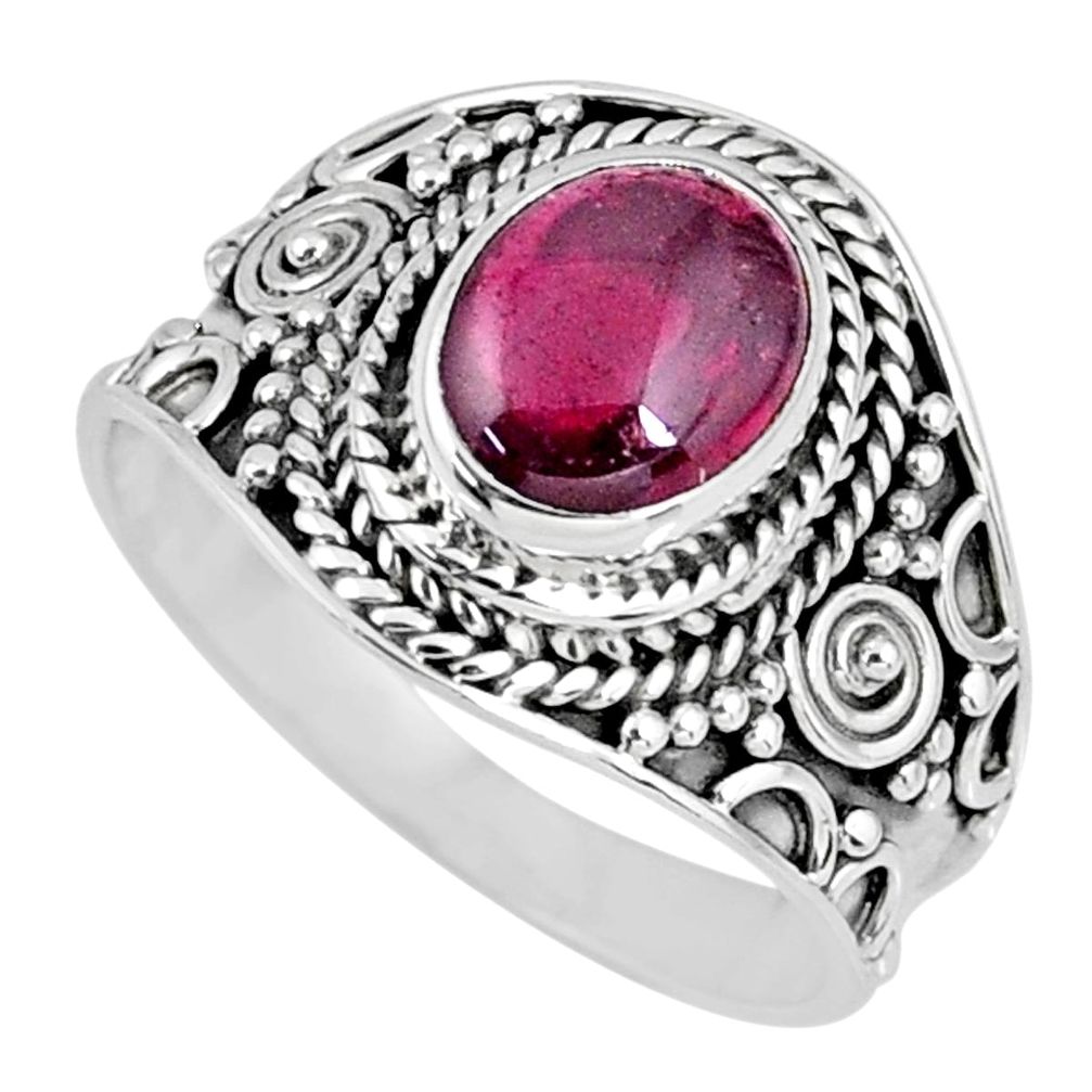 3.01cts natural red garnet 925 sterling silver solitaire ring size 8.5 r58393