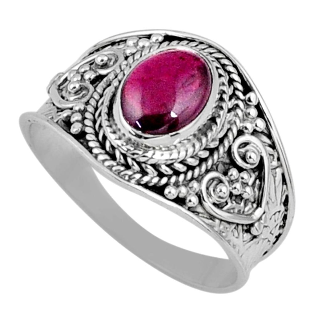 2.09cts natural red garnet 925 sterling silver solitaire ring size 8.5 r58653