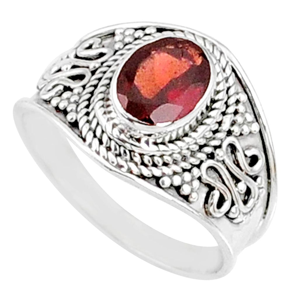 2.17cts natural red garnet 925 sterling silver solitaire ring size 7.5 r68973