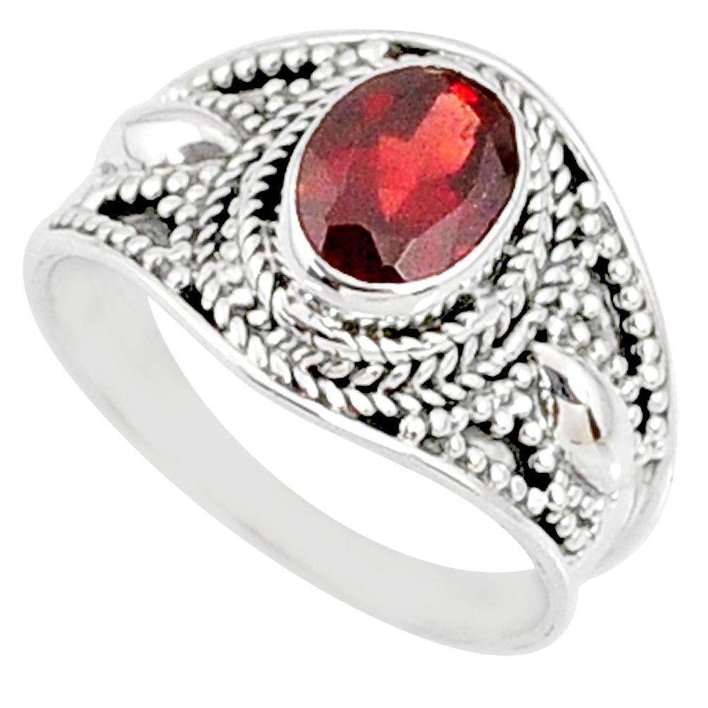 2.01cts natural red garnet 925 sterling silver solitaire ring size 7.5 r68977