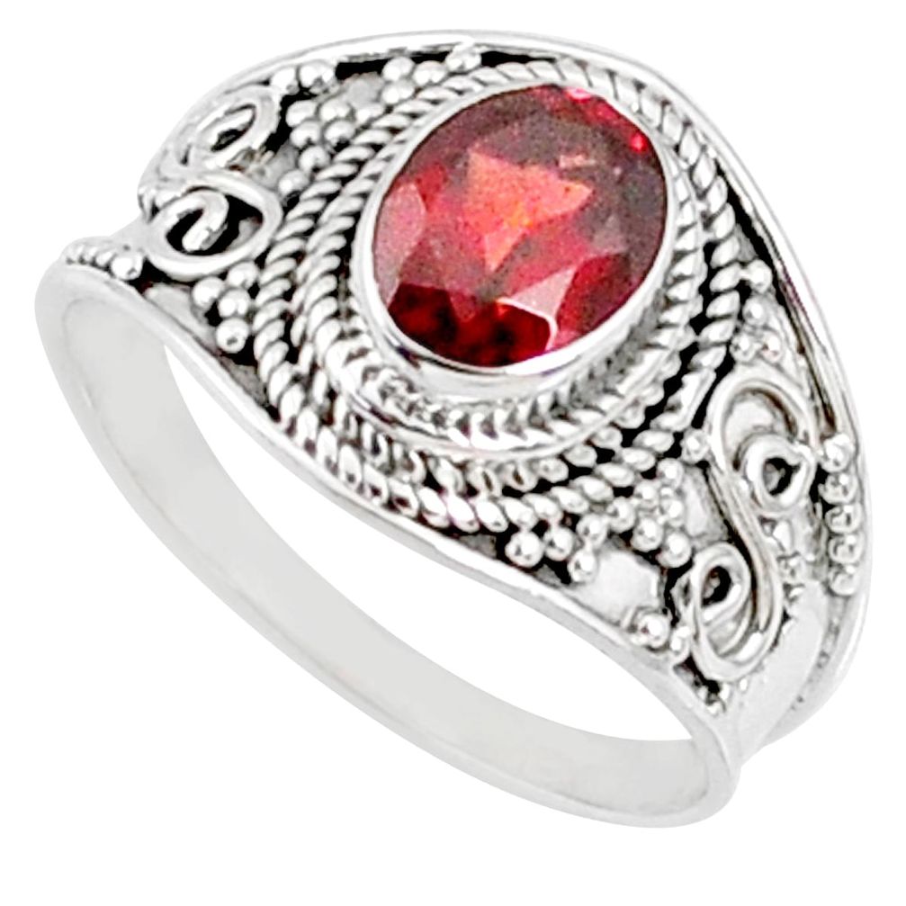 2.19cts natural red garnet 925 sterling silver solitaire ring size 8.5 r68980