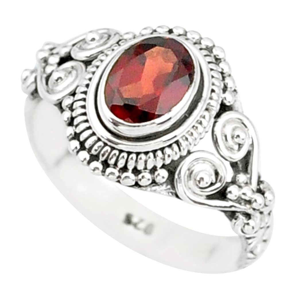 1.48cts natural red garnet 925 sterling silver solitaire ring size 6 r85603
