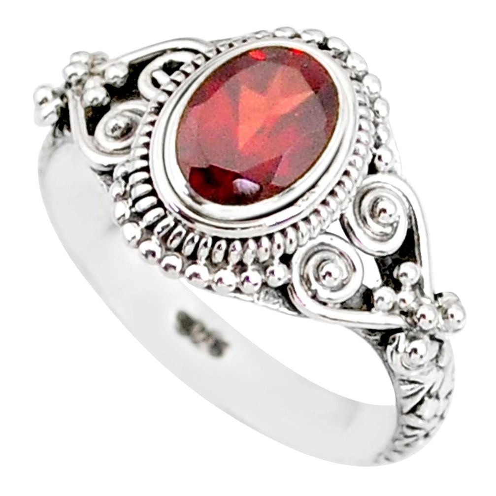 1.45cts natural red garnet 925 sterling silver solitaire ring size 6 r85609