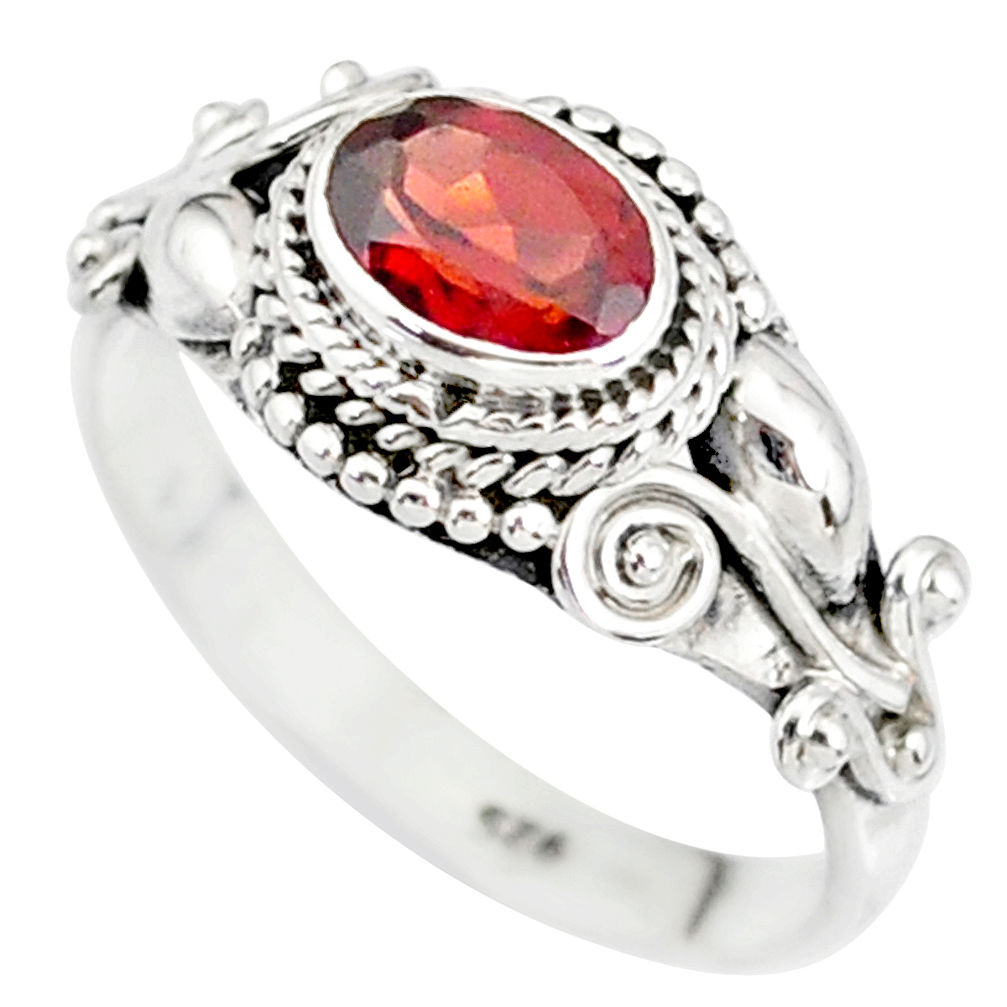 1.54cts natural red garnet 925 sterling silver solitaire ring size 6 r85610