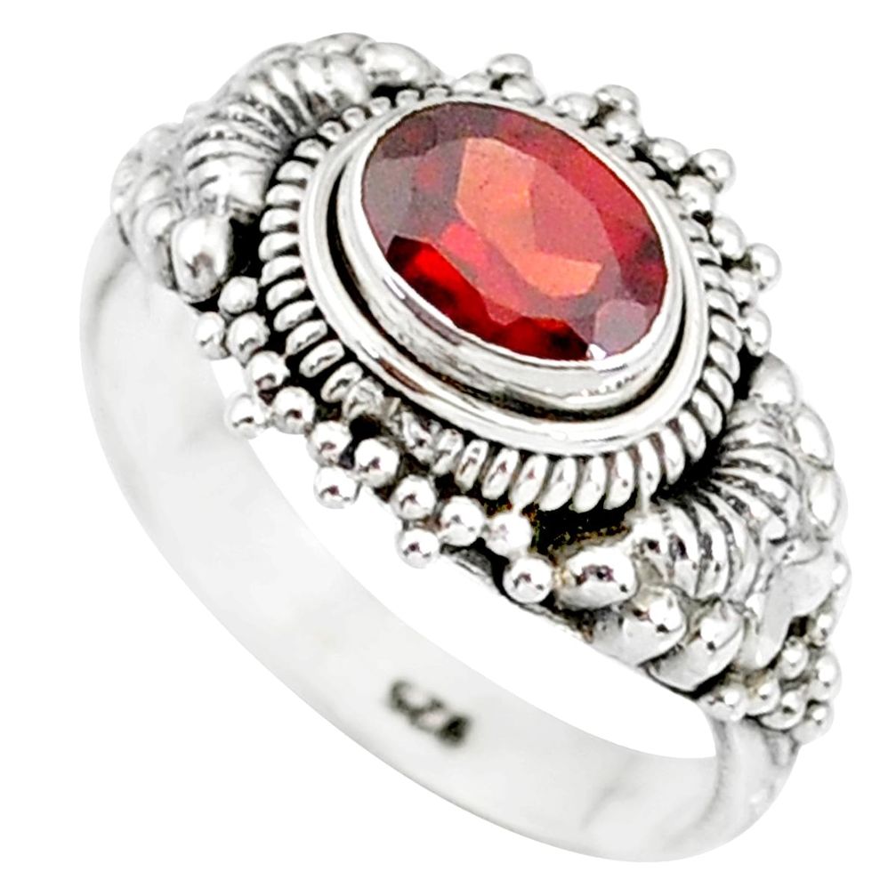 1.44cts natural red garnet 925 sterling silver solitaire ring size 6 r85625