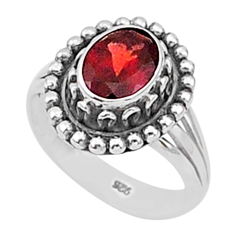 1.91cts natural red garnet 925 sterling silver solitaire ring size 6 t1336