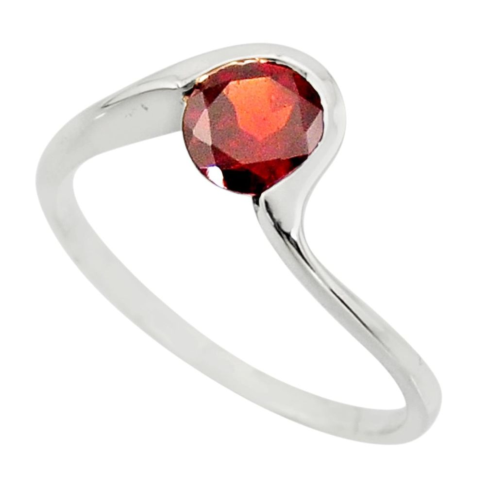 1.15cts natural red garnet 925 sterling silver solitaire ring size 7 r25354