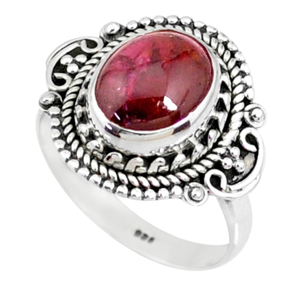 3.98cts natural red garnet 925 sterling silver solitaire ring size 7 r73426