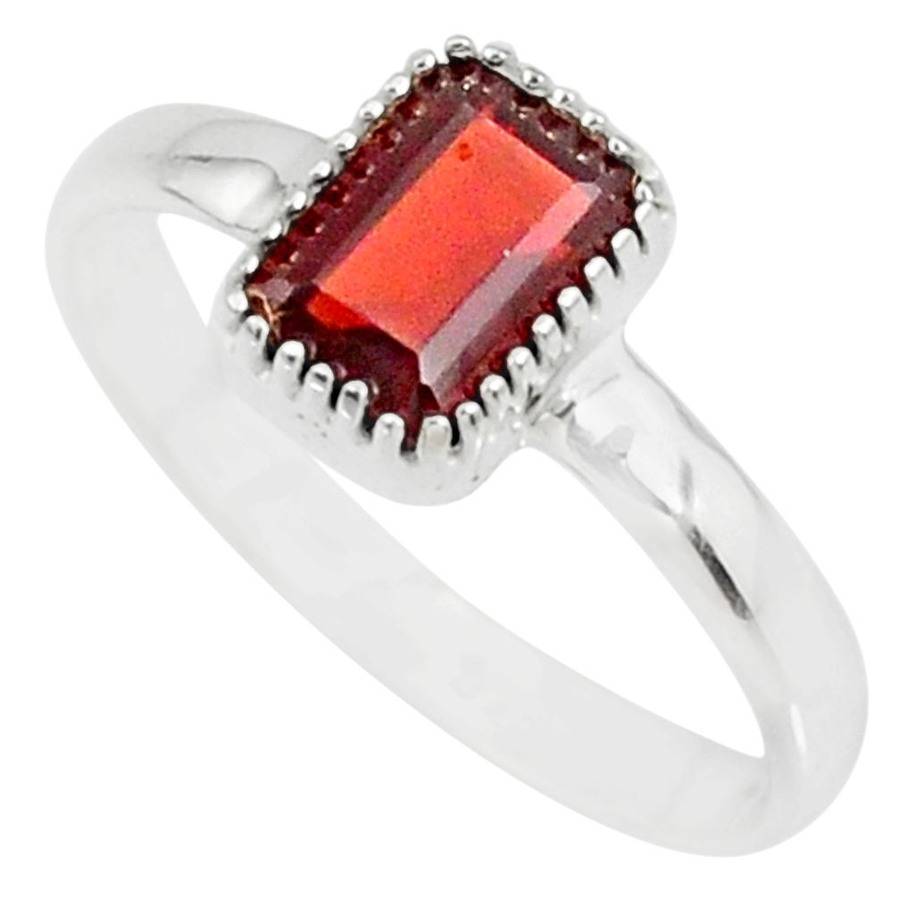 1.46cts natural red garnet 925 sterling silver solitaire ring size 7 r77197