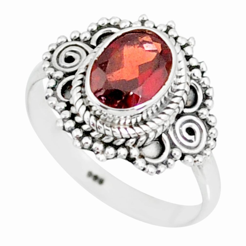 2.04cts natural red garnet 925 sterling silver solitaire ring size 7 r87027