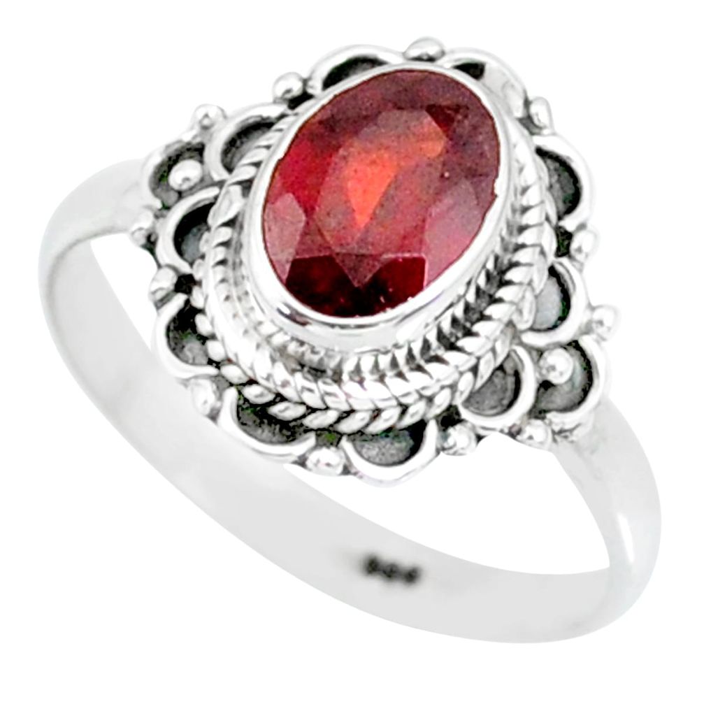 1.83cts natural red garnet 925 sterling silver solitaire ring size 7 r87038