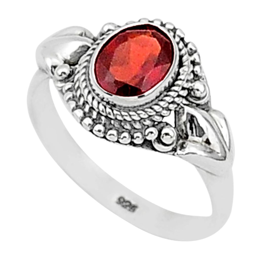 1.79cts natural red garnet 925 sterling silver solitaire ring size 7 t1352