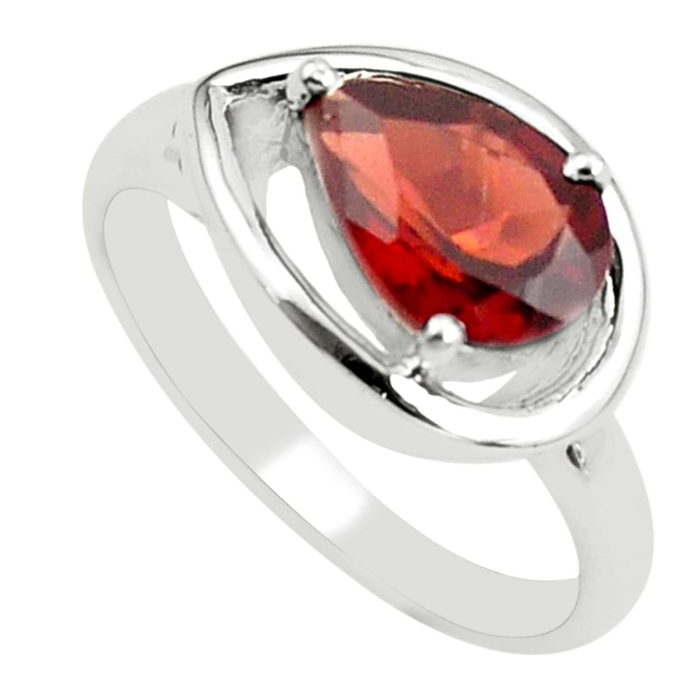 2.58cts natural red garnet 925 sterling silver solitaire ring size 8 p62256