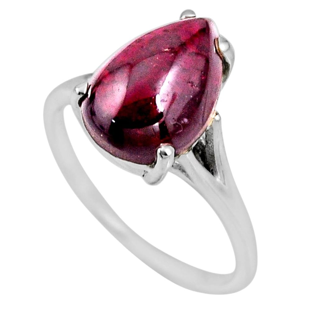 5.80cts natural red garnet 925 sterling silver solitaire ring size 8 r53962