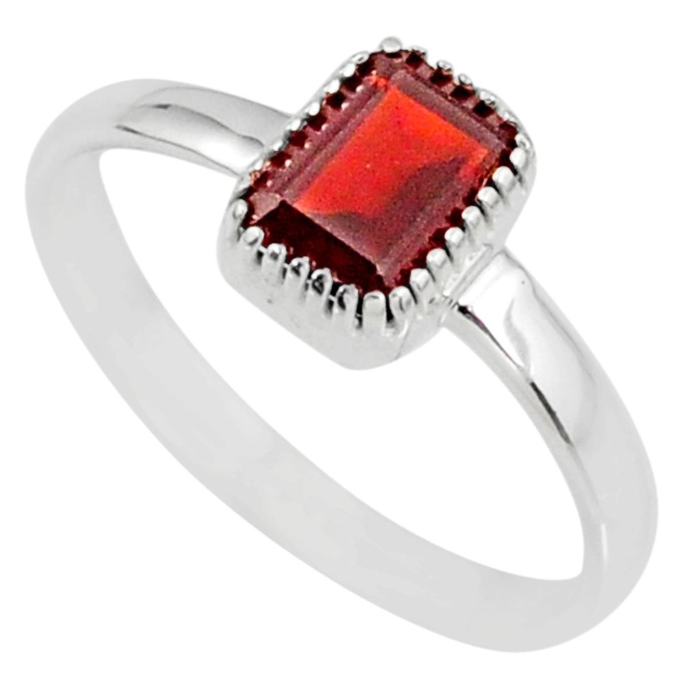 1.41cts natural red garnet 925 sterling silver solitaire ring size 8 r77195