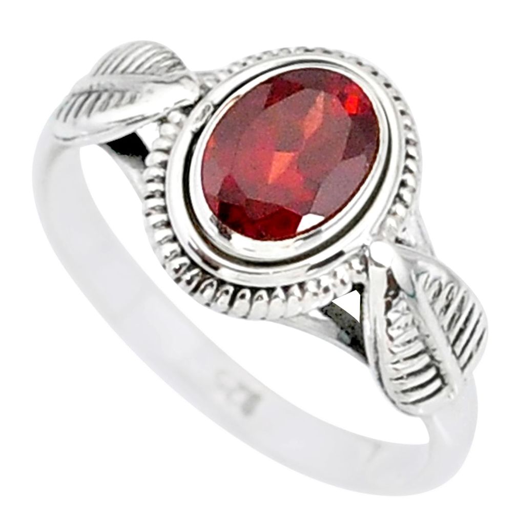 1.42cts natural red garnet 925 sterling silver solitaire ring size 8 r85602