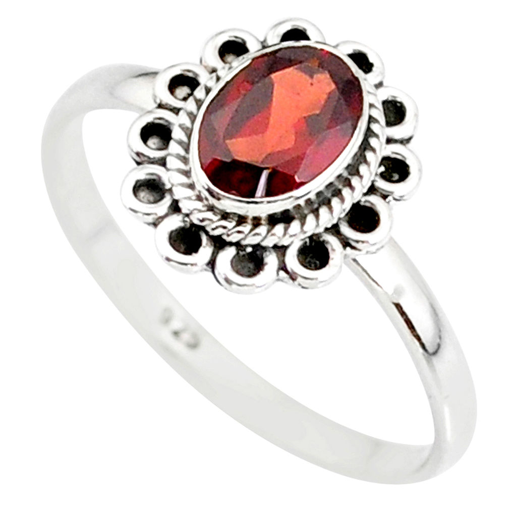 1.51cts natural red garnet 925 sterling silver solitaire ring size 8 r85630