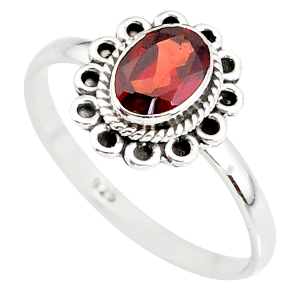 1.46cts natural red garnet 925 sterling silver solitaire ring size 8 r85639