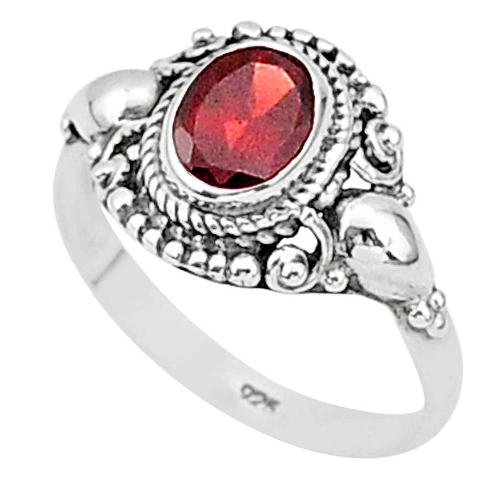 1.88cts natural red garnet 925 sterling silver solitaire ring size 8 t1373