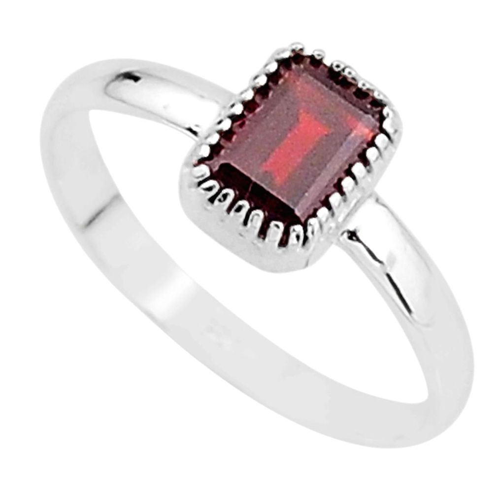 1.52cts natural red garnet 925 sterling silver solitaire ring size 8 t7426