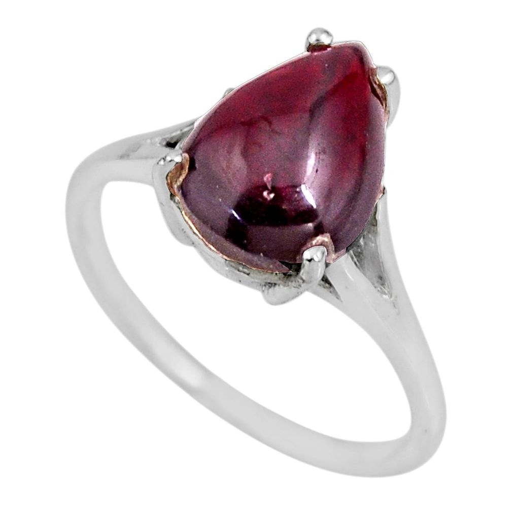 5.84cts natural red garnet 925 sterling silver solitaire ring size 9 r53963