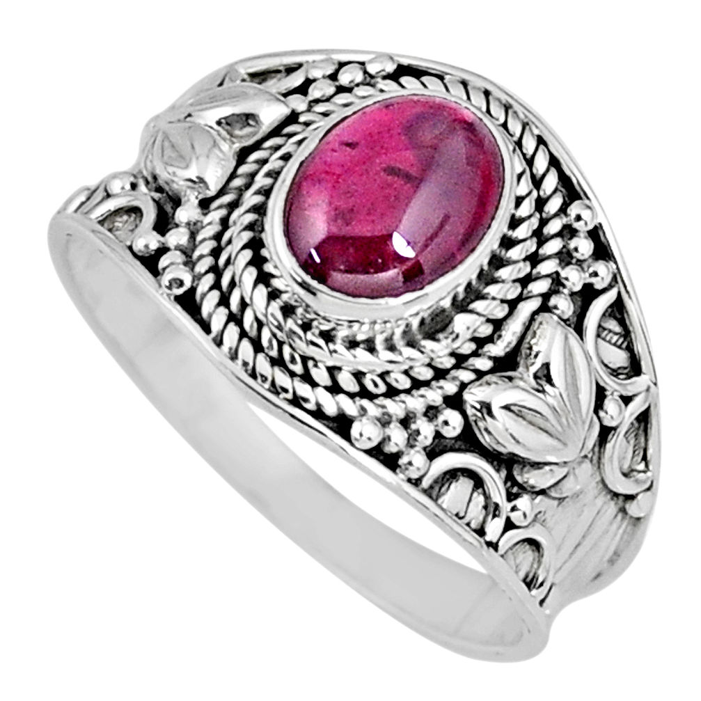 2.32cts natural red garnet 925 sterling silver solitaire ring size 9 r58390