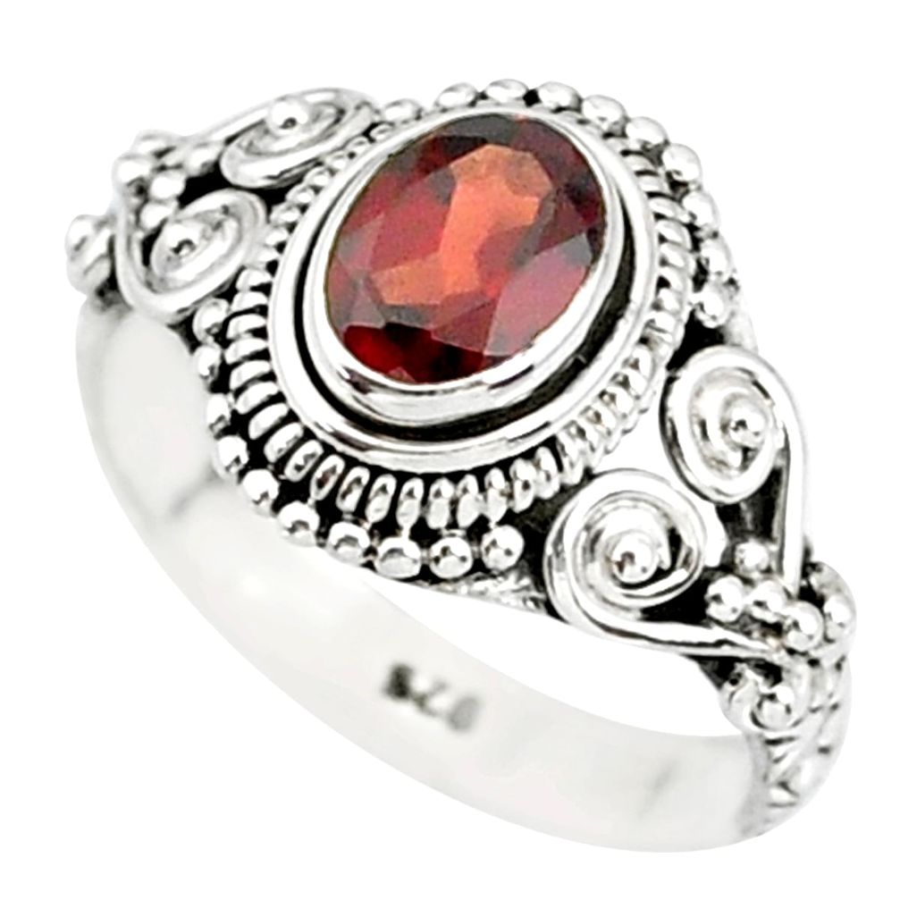 1.48cts natural red garnet 925 sterling silver solitaire ring size 9 r85622