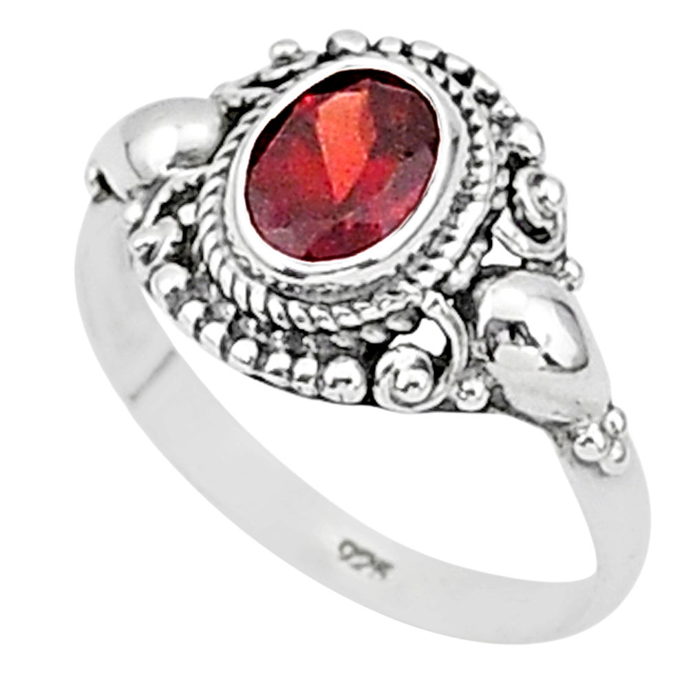 1.99cts natural red garnet 925 sterling silver solitaire ring size 9 t1369