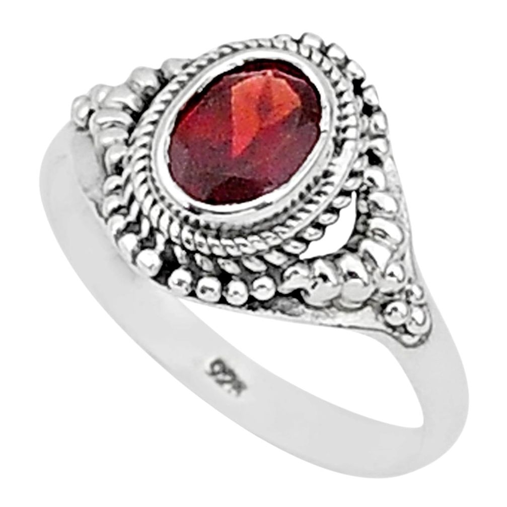 2.17cts natural red garnet 925 sterling silver solitaire ring size 9 t1399