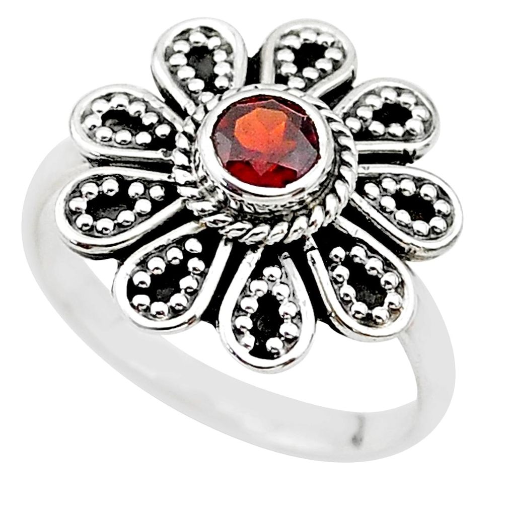 0.85cts natural red garnet 925 sterling silver solitaire ring size 7.5 t19859