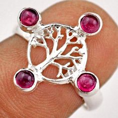 1.16cts natural red garnet 925 sterling silver tree of life ring size 6 t88729