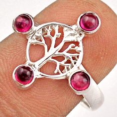 1.14cts natural red garnet 925 sterling silver tree of life ring size 8 t88702