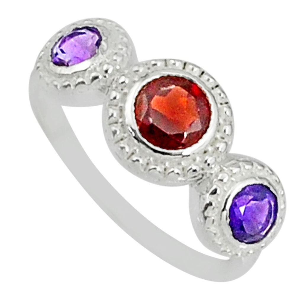 2.37cts natural red garnet amethyst 925 sterling silver ring size 7 r83927