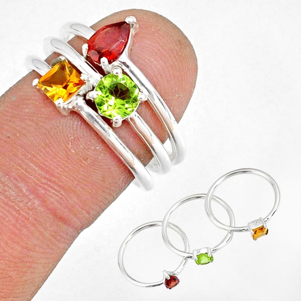 2.81cts natural red garnet citrine 925 silver stackable ring size 6.5 r79841